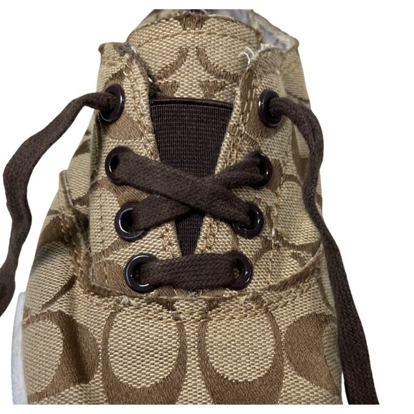 Coach Katie Casual Shoes Womens 8B Brown SlipOn Signature Canvas Sneakers Preppy - Picture 6 of 10